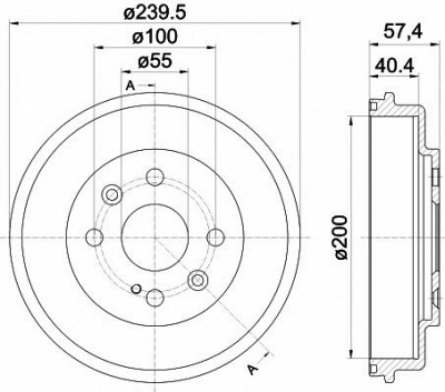 HELLA PAGID 8dt355302491 -  Тормозной барабан